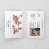 Invitation Destination Mariage Passport World Map Rose Gold (Intérieur)