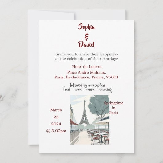 Invitation Destination mariage - Printemps à Paris (Devant)