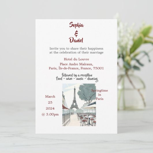 Invitation Destination mariage - Printemps à Paris (Debout devant)