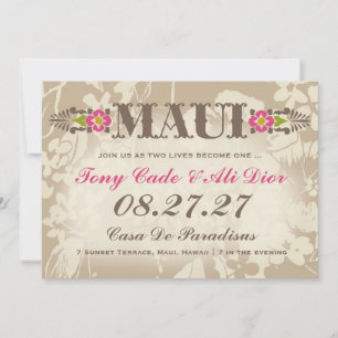 Invitation Destination MAUI Linen floral tropical
