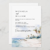 Invitation Destination moderne Watercolor Beach Wedding (Devant / Derrière)