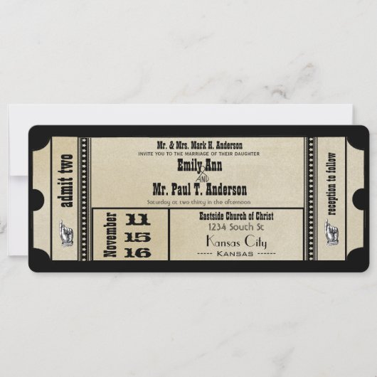 Invitation Destination Old Hollywood Ticket Playbill Wedding (Devant)