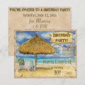 Invitation Destination Paradis Fête d'anniversaire sur la pla (Devant / Derrière)