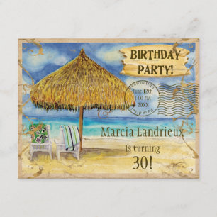 Invitation Destination Paradis Fête d'anniversaire sur une pl