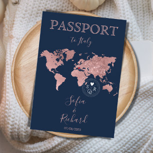 Invitation Destination Passport Gold World