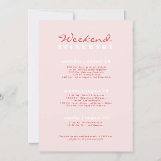 Invitation Destination Plage Bachelorette (Dos)