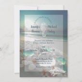 Invitation Destination plage Elégant Mariage en verre de mer (Devant)