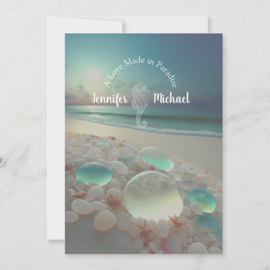 Invitation Destination plage Elégant Mariage en verre de mer (Dos)