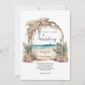 Invitation Destination Plage Floral Arc Botanique Mariage (Devant)