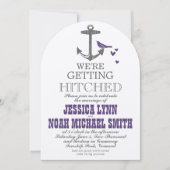 Invitation Destination Plage mignonne Violet Oiseau Gris Ancr (Devant)