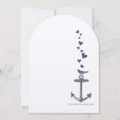 Invitation Destination Plage mignonne Violet Oiseau Gris Ancr (Dos)