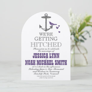 Invitation Destination Plage mignonne Violet Oiseau Gris Ancr