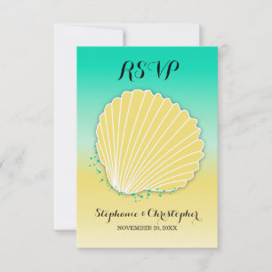 Invitation Destination Sable et Mer Couleur Ombrée RSVP