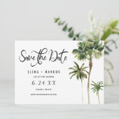 Invitation Destination Tropical Palmiers Enregistrer La Date (Debout devant)