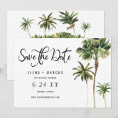 Invitation Destination Tropical Palmiers Enregistrer La Date (Devant / Derrière)