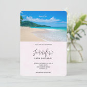Invitation Destination Tropicale Belle Plage Anniversaire (Debout devant)