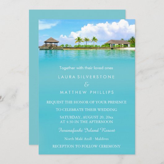 Invitation Destination tropicale Resort Beach Wedding (Devant / Derrière)