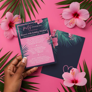 Invitation Destination tropicale rose néon Itinéraire d'anniv