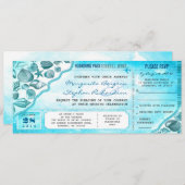 Invitation destination turquoise billets de mariage invitatio (Devant / Derrière)