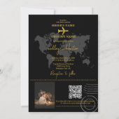 Invitation Destination Wedding World Passport Black Gold (Dos)