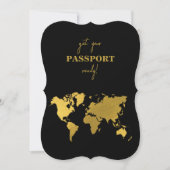 Invitation Destination Wedding World Passport Black Gold (Devant)