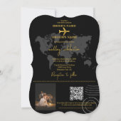 Invitation Destination Wedding World Passport Black Gold (Dos)