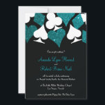 Invitation Destiny Las Vegas Mariage Inviter Parties scintill<br><div class="desc">Ce faire-part de mariage est doté d'une typographie élégante et d'un accent graphique de costumes de cartes en blanc et bleu vert turquoise fausse parties scintillant. Parfait pour un mariage de Las Vegas dans une petite chapelle au large de la bande, tout ce dont vous avez besoin est l'amour et...</div>