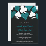 Invitation Destiny Las Vegas Mariage Inviter Parties scintill<br><div class="desc">Ce faire-part de mariage est doté d'une typographie élégante et d'un accent graphique de costumes de cartes en blanc et bleu vert turquoise fausse parties scintillant. Parfait pour un mariage de Las Vegas dans une petite chapelle au large de la bande, tout ce dont vous avez besoin est l'amour et...</div>