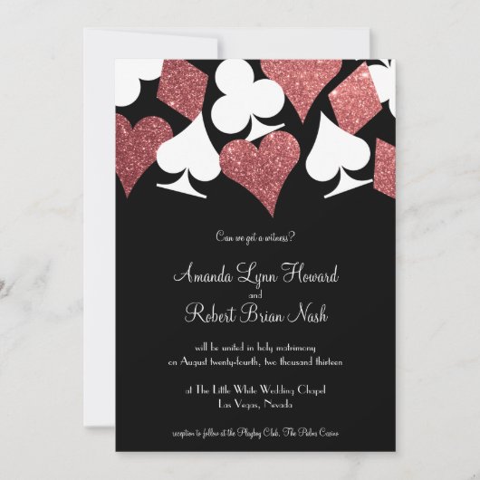 Invitation Destiny Las Vegas Mariage Inviter Rose Gold Partie (Devant)