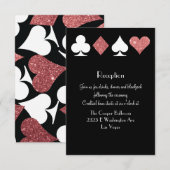 Invitation Destiny Las Vegas Réception Rose Gold Pailleté (Devant / Derrière)