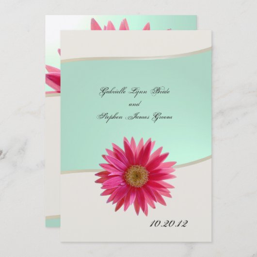 Invitation Destiny Pink Gerbera (Devant / Derrière)