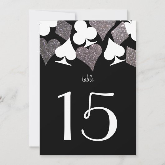 Invitation Destiny Vegas Mariage Réception Argent TableNuméro (Devant)