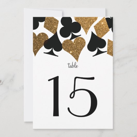Invitation Destiny Vegas Mariage Réception Gold Table Numéro (Devant)