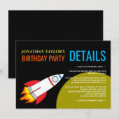 Invitation Détail d'anniversaire d'enfant de fusée spatiale v (Devant / Derrière)