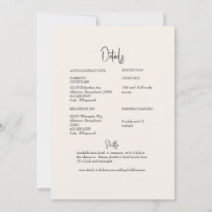 Invitation Détail de mariage à la verdure crème