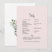 Invitation Détail de mariage au dos floral blush clair (Devant / Derrière)