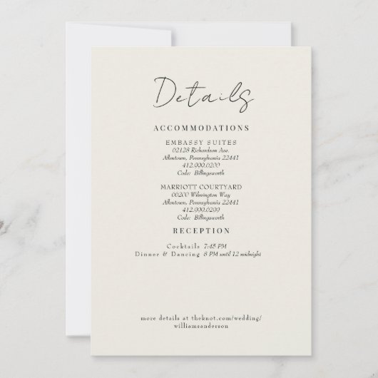 Invitation Détail de mariage Crème Enclosure Feuillage (Devant)