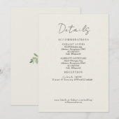 Invitation Détail de mariage Crème Enclosure Feuillage (Devant / Derrière)