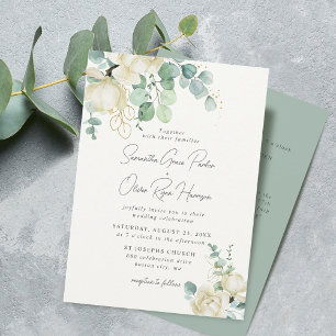 Invitation Détail de mariage élégant Magnolia Eucalyptus et