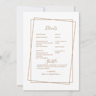 Invitation Détail de mariage formel Texte Or