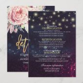 Invitation Détail de mariage Guirlandes de fleurs violettes s (Devant / Derrière)