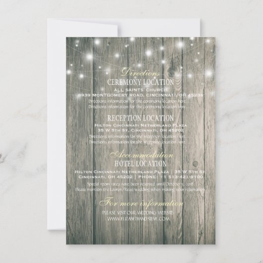 Invitation Détail de mariage Jarres de maçon en bois rustique (Dos)