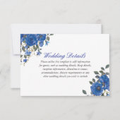 Invitation Détail de réception de mariage bleu indigo nuit (Devant)