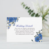 Invitation Détail de réception de mariage bleu indigo nuit (Debout devant)