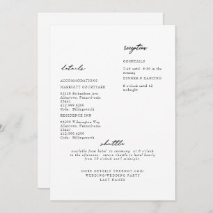 Invitation Détail du Mariage blanc simple et moderne