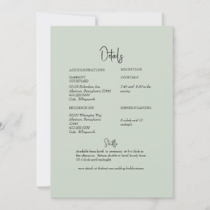 Invitation Détail du Mariage de l'option numérique Sage simpl