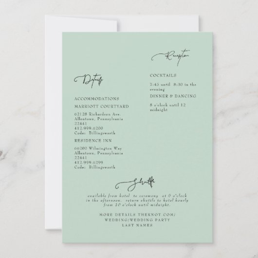 Invitation Détail Mariage Sage (Devant)