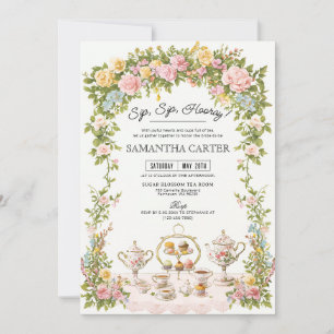 Invitation détaillée pour une fête de thé de maria