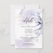 Invitation Détails 2 Elégant Feuillage Aquarelle Violet (Devant)