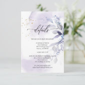 Invitation Détails 2 Elégant Feuillage Aquarelle Violette (Debout devant)